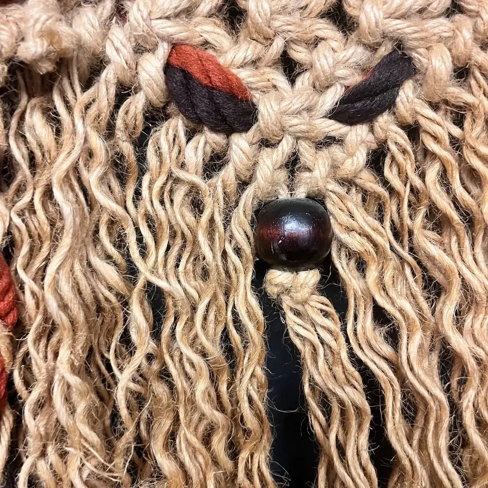 Vintage 1970's XL Macrame wallhanging boho natural fiber wall decoration